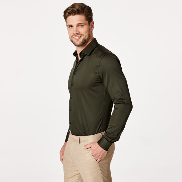 Edisson Long Sleeve Shirt, Khaki, hi-res